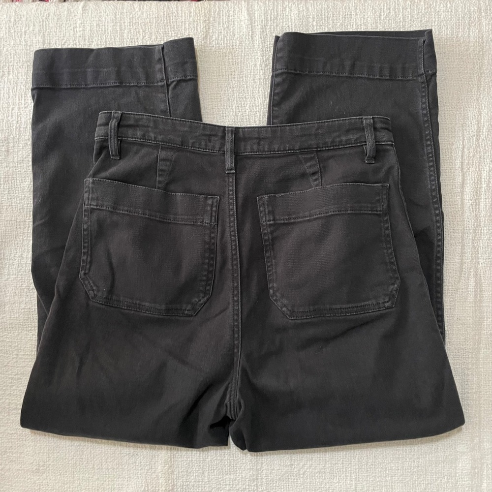 Quince Black Organic Cotton Stretch Wide Leg Crop Chino Pants 28